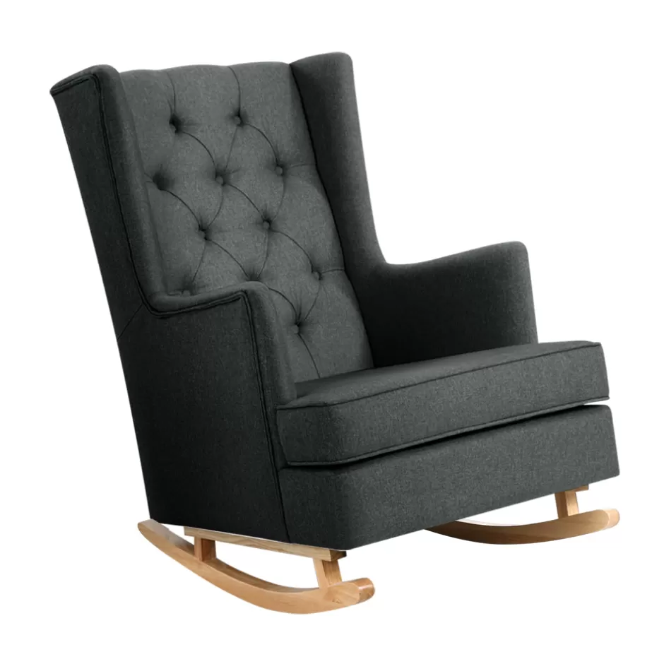 Online Baby Direct Artiss Rocking Armchair Feeding Chair Fabric Armchairs Lounge Recliner Charcoal