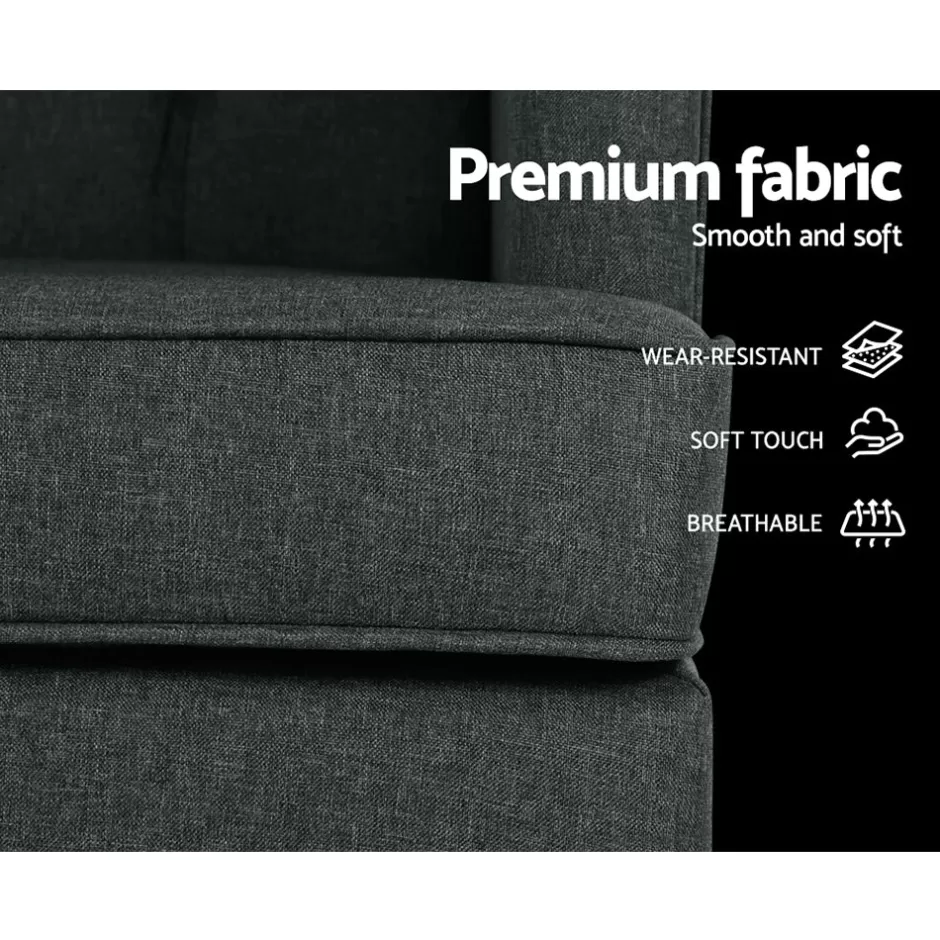 Online Baby Direct Artiss Rocking Armchair Feeding Chair Fabric Armchairs Lounge Recliner Charcoal