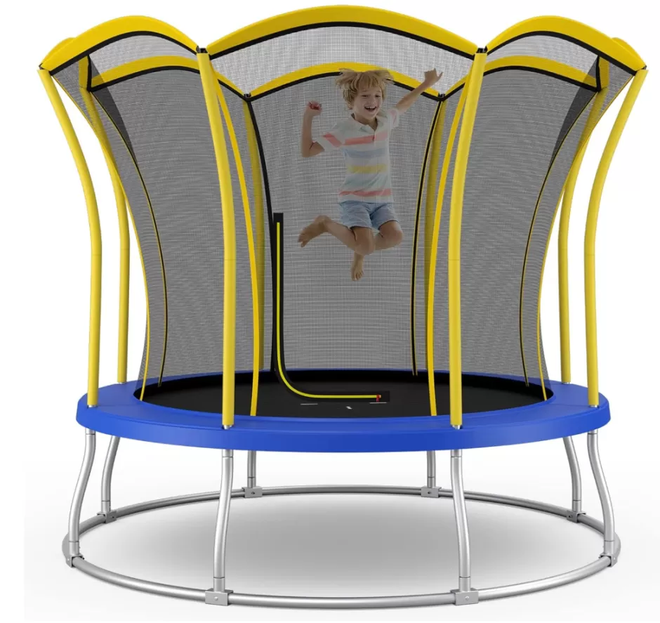 Hot Baby Direct 8FT/ 10FT Kids Trampoline, Outdoor Backyard Trampoline w/Unique Flower Shape