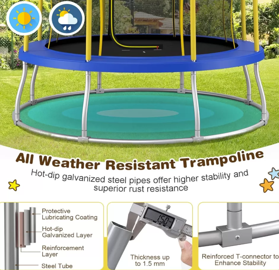 Hot Baby Direct 8FT/ 10FT Kids Trampoline, Outdoor Backyard Trampoline w/Unique Flower Shape