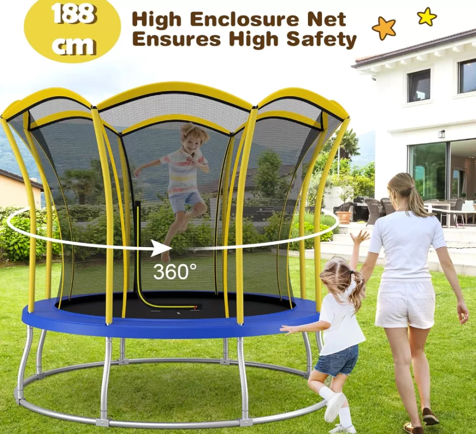 Hot Baby Direct 8FT/ 10FT Kids Trampoline, Outdoor Backyard Trampoline w/Unique Flower Shape