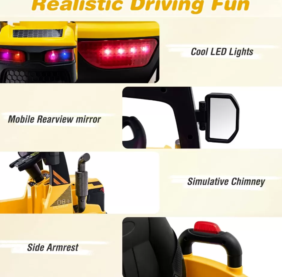 Best Baby Direct  Kids Electric Ride-On Car, 12V Street Sweeper Truck w/2 Rotating Brushes & 2 Removable Rubbish Bins