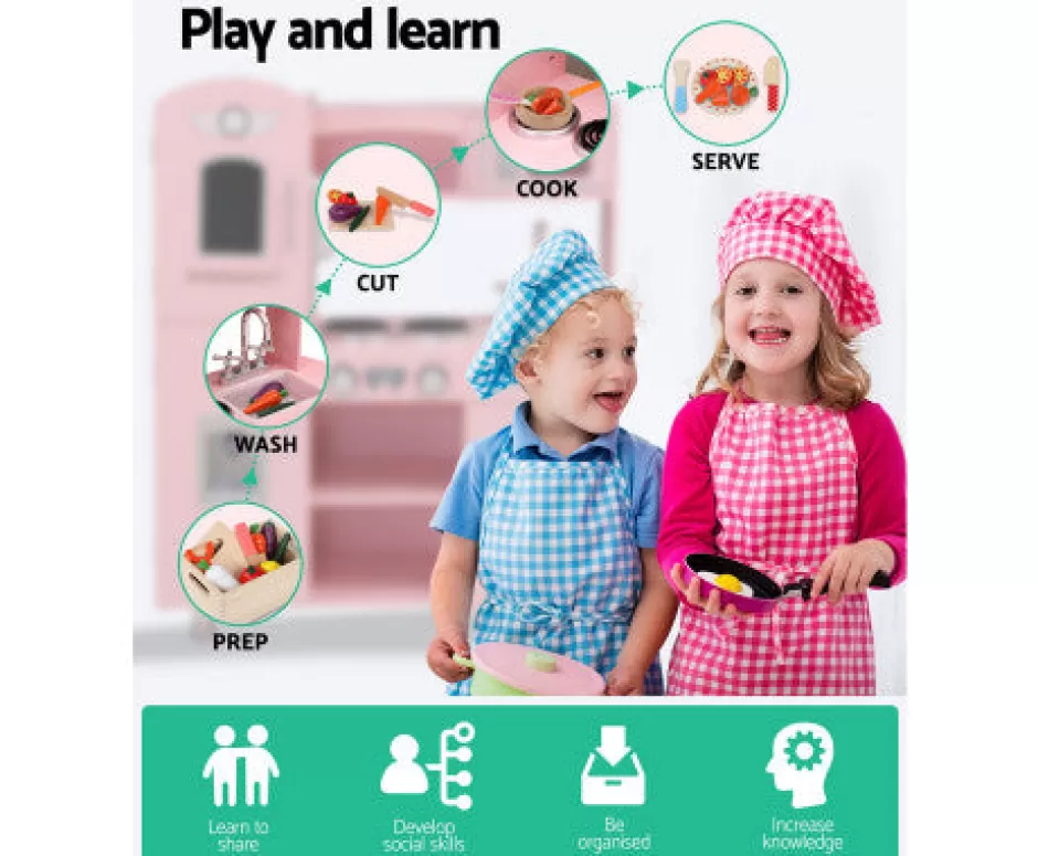 Flash Sale Baby Direct Kids Kitchen Set Pretend Play Food Sets Childrens Utensils Wooden Toy Pink
