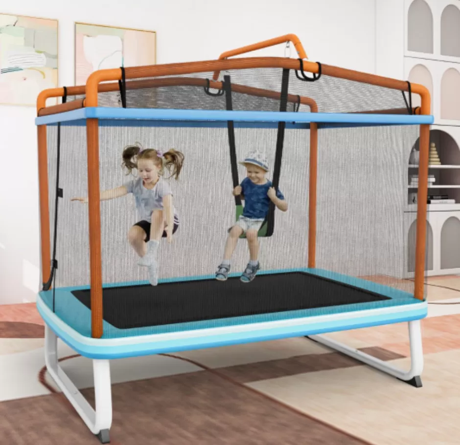 Online Baby Direct Rectangular 3-in-1 Trampoline Set with Swing and Horizontal Bar