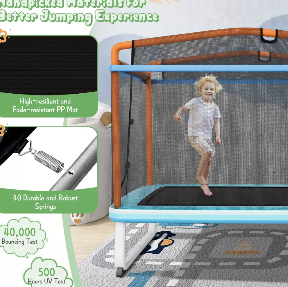 Online Baby Direct Rectangular 3-in-1 Trampoline Set with Swing and Horizontal Bar