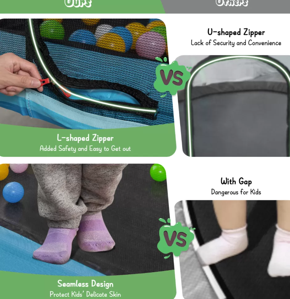 Online Baby Direct Rectangular 3-in-1 Trampoline Set with Swing and Horizontal Bar
