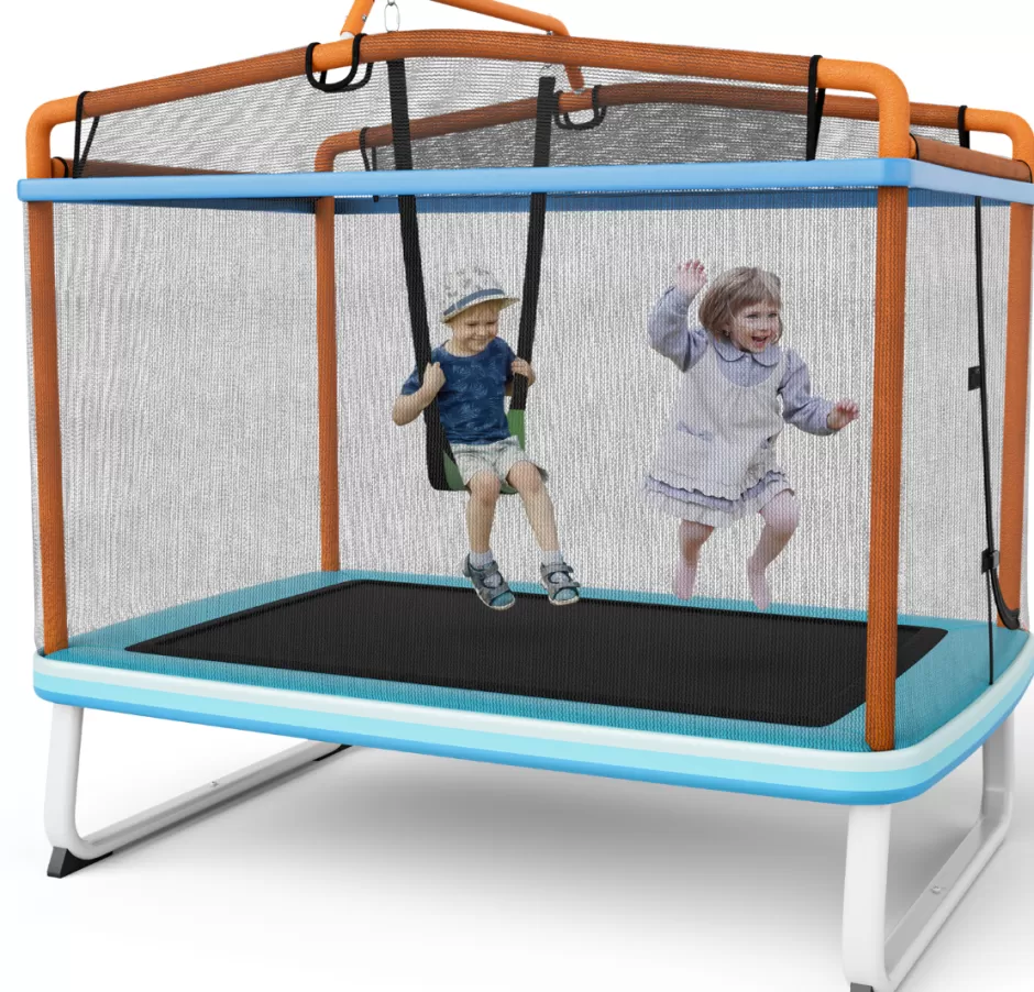 Online Baby Direct Rectangular 3-in-1 Trampoline Set with Swing and Horizontal Bar