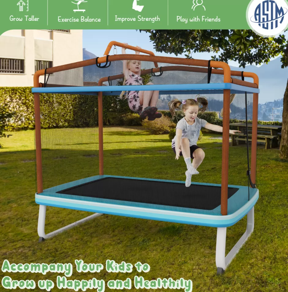 Online Baby Direct Rectangular 3-in-1 Trampoline Set with Swing and Horizontal Bar