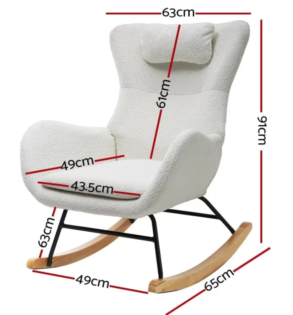Shop Baby Direct Rocking Armchair Feeding Chair Boucle Fabric Armchairs Lounge Sofa White