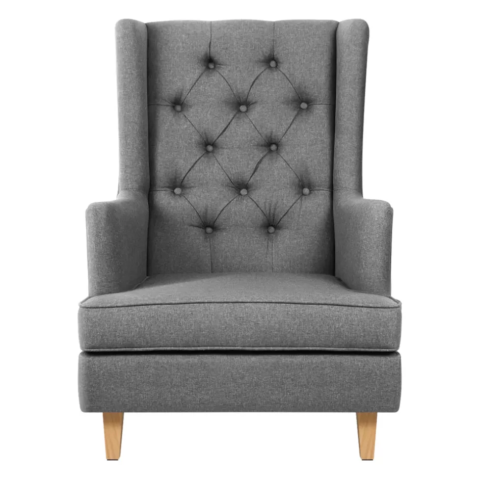 Flash Sale Baby Direct Rocking Armchair Feeding Chair Linen Fabric Lounge Retro Grey