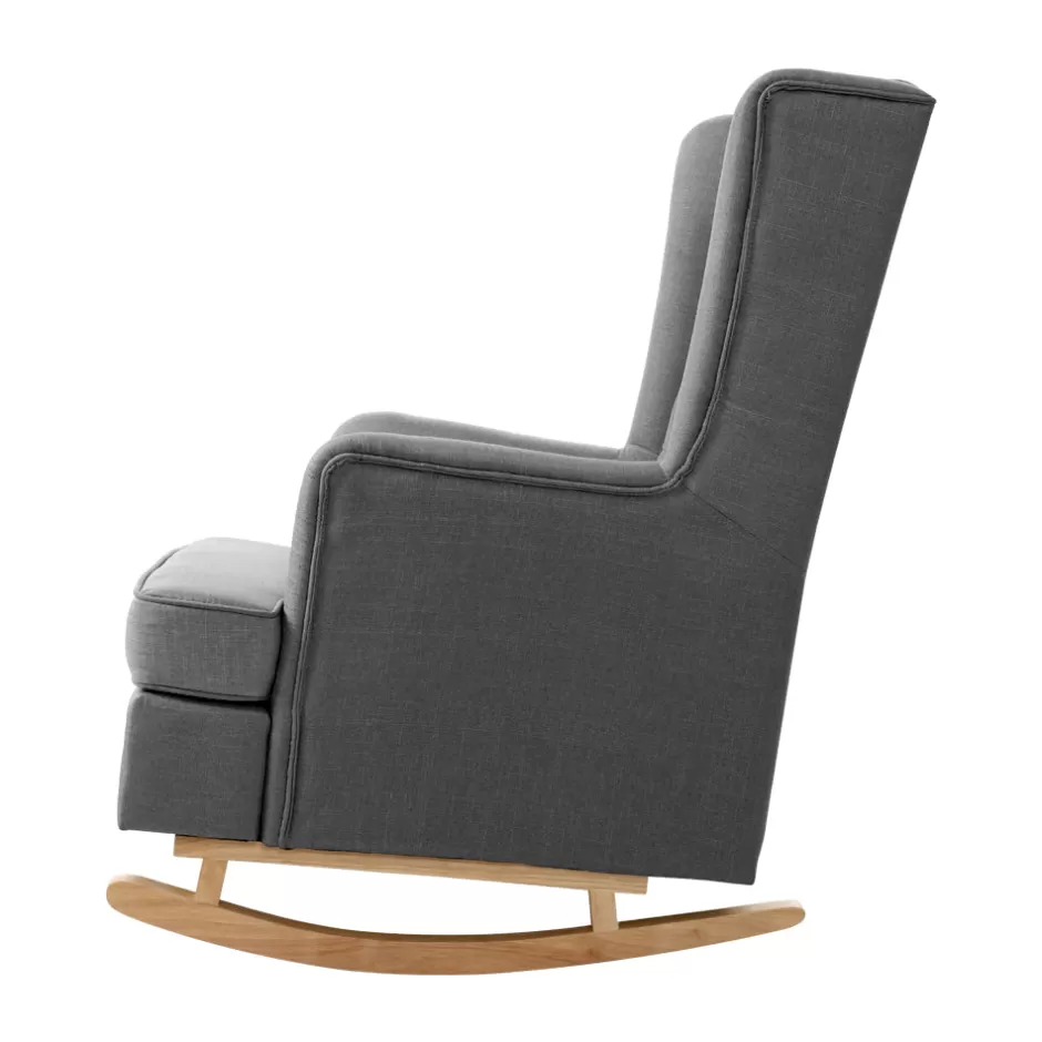 Flash Sale Baby Direct Rocking Armchair Feeding Chair Linen Fabric Lounge Retro Grey