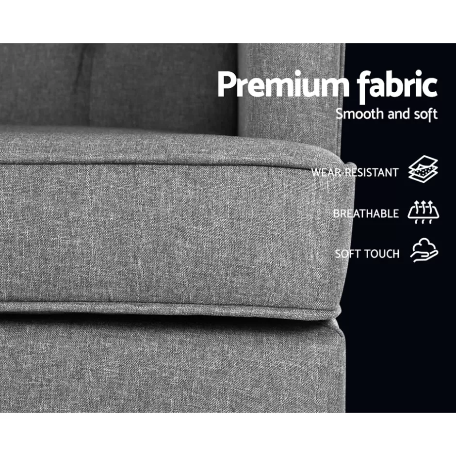 Flash Sale Baby Direct Rocking Armchair Feeding Chair Linen Fabric Lounge Retro Grey