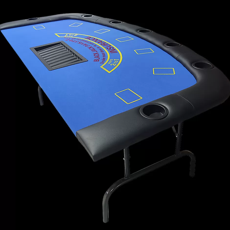 Cheap Baby Direct 185cm Folded 7 Player Poker Blackjack Table Game Desk W/Cup Holder