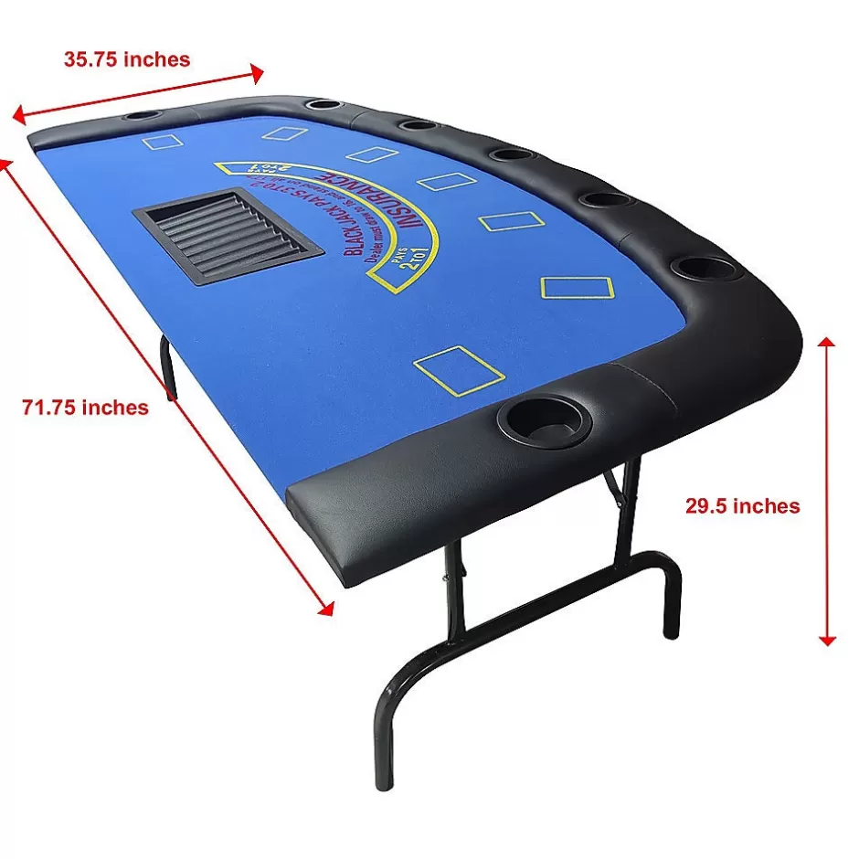 Cheap Baby Direct 185cm Folded 7 Player Poker Blackjack Table Game Desk W/Cup Holder