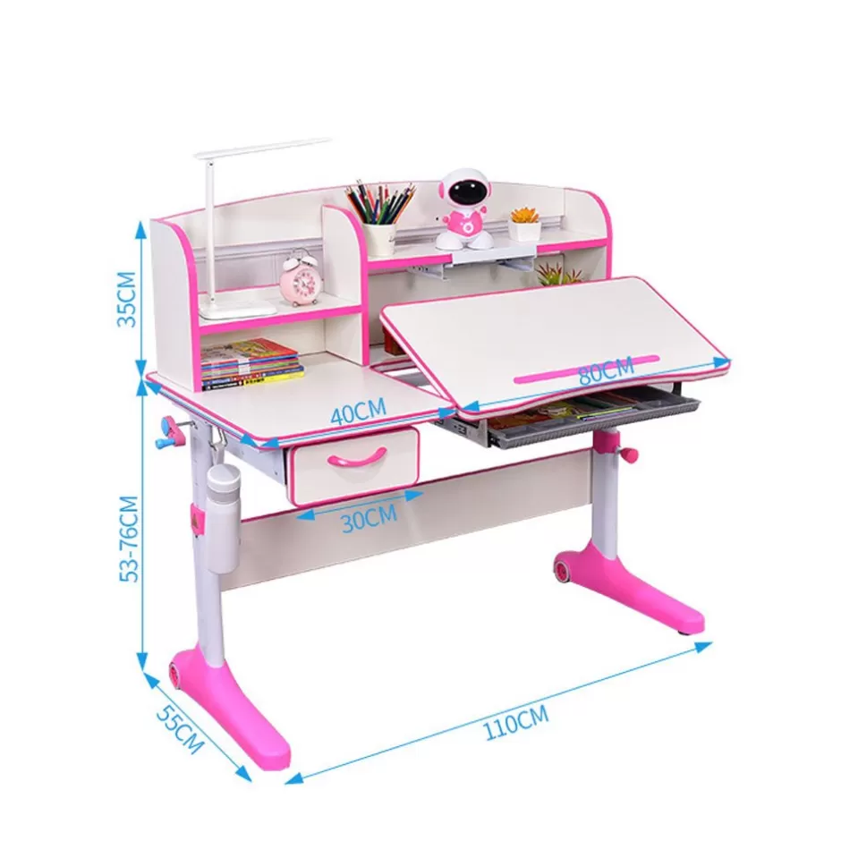 Hot Baby Direct 120cm Height Adjustable Children Kids Ergonomic Study Desk Pink AU