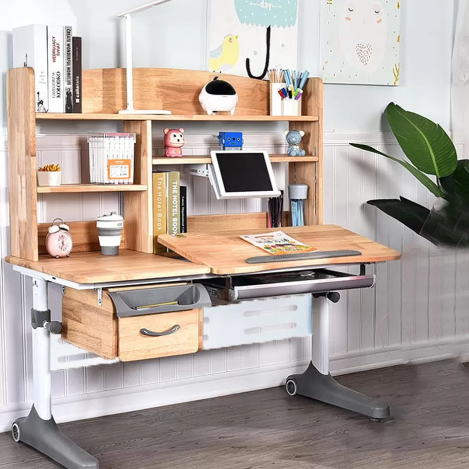 Outlet Baby Direct 120cm Solid Rubber Wood Height Adjustable Children Kids Ergonomic Study Desk Only AU