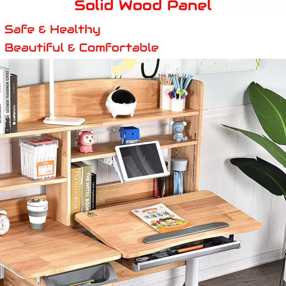 Outlet Baby Direct 120cm Solid Rubber Wood Height Adjustable Children Kids Ergonomic Study Desk Only AU