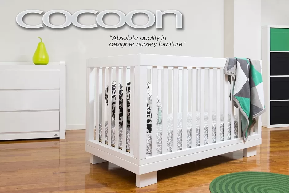 New Baby Direct Cocoon Aston Cot + 3 Drawer Chest Package (Mattress included) - White