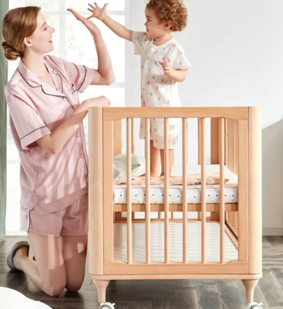 Outlet Baby Direct Ellaboora Baby Cot 4 in 1 Premium Beach Wood With Mattress