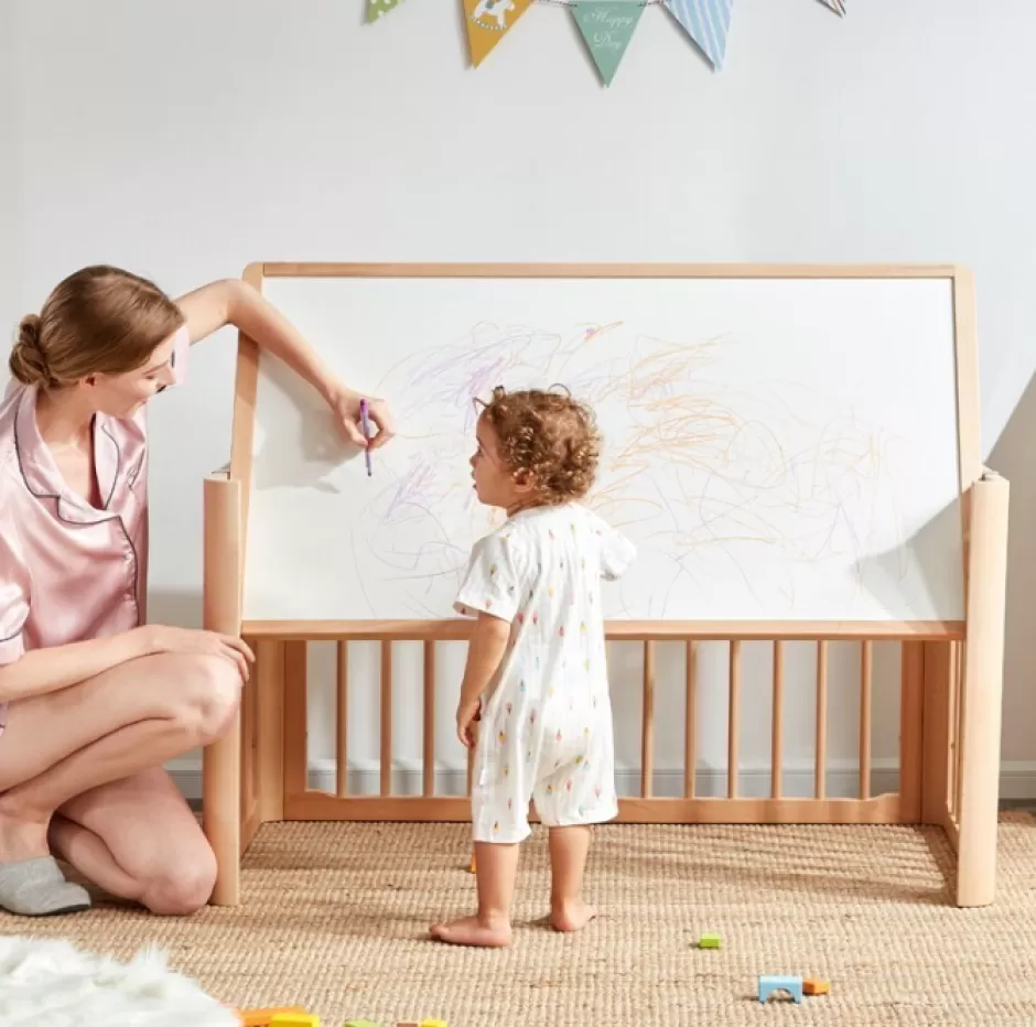 Outlet Baby Direct Ellaboora Baby Cot 4 in 1 Premium Beach Wood With Mattress