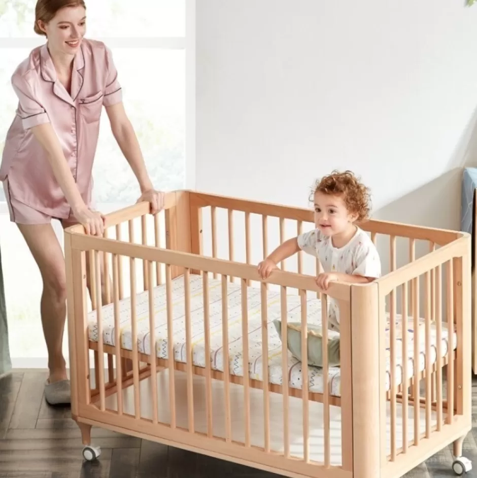 Outlet Baby Direct Ellaboora Baby Cot 4 in 1 Premium Beach Wood With Mattress