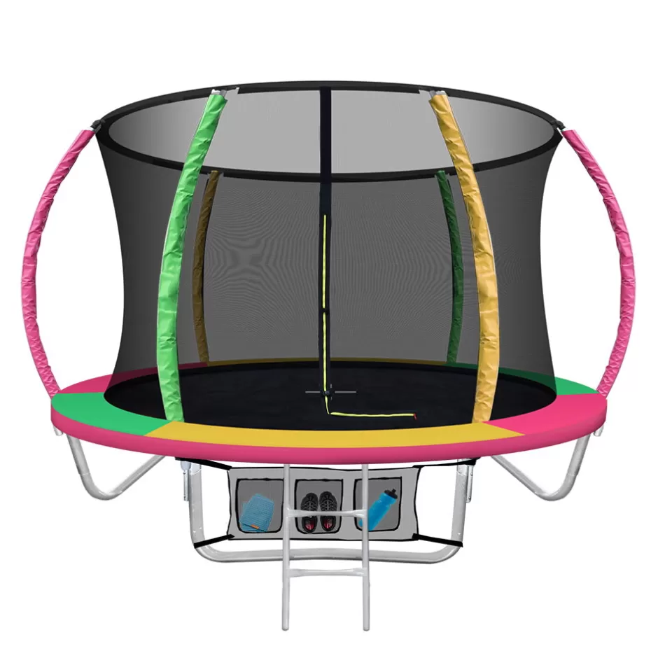Flash Sale Baby Direct Everfit 8FT Trampoline Round Trampolines Kids Present Gift Enclosure Safety Net Pad Outdoor Multi-coloured