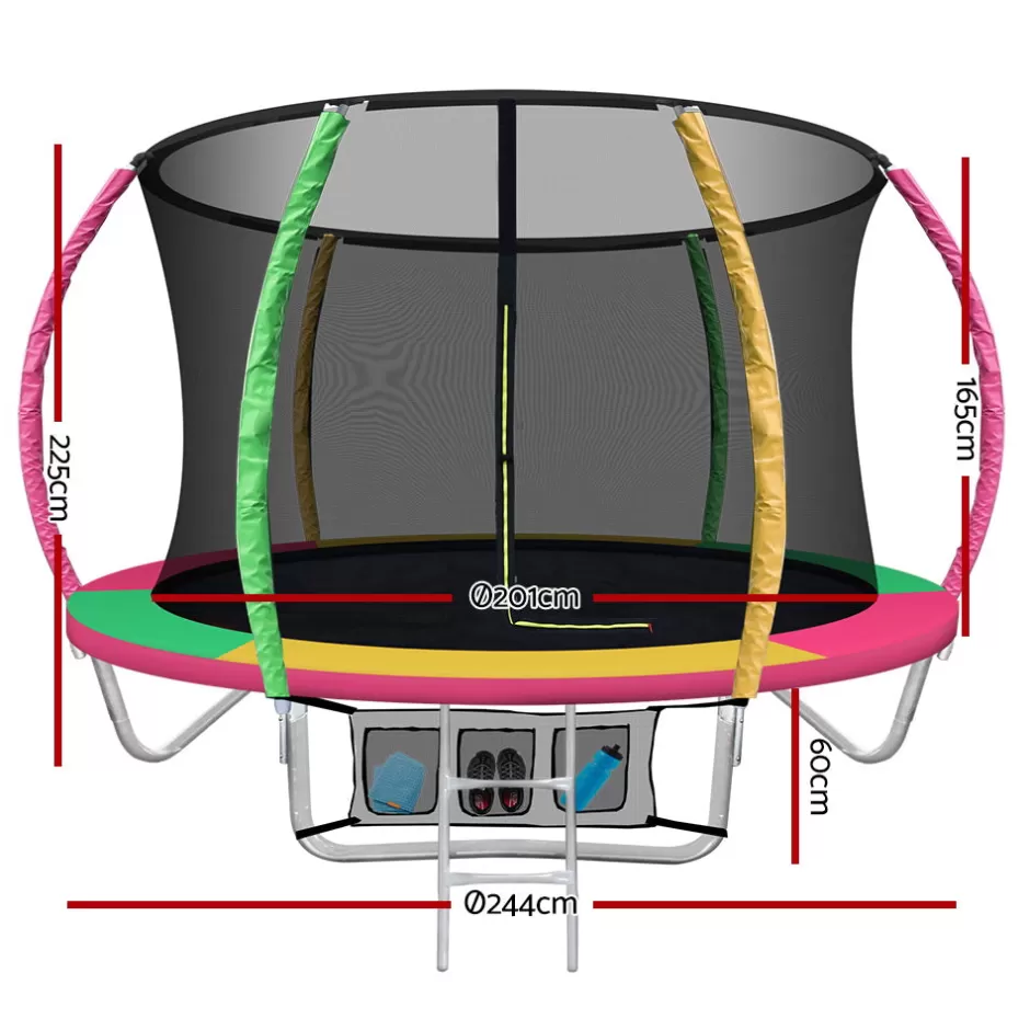 Flash Sale Baby Direct Everfit 8FT Trampoline Round Trampolines Kids Present Gift Enclosure Safety Net Pad Outdoor Multi-coloured