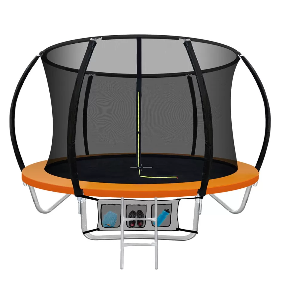 Clearance Baby Direct Everfit 8FT Trampoline Round Trampolines Kids Present Gift Enclosure Safety Net Pad Outdoor Orange