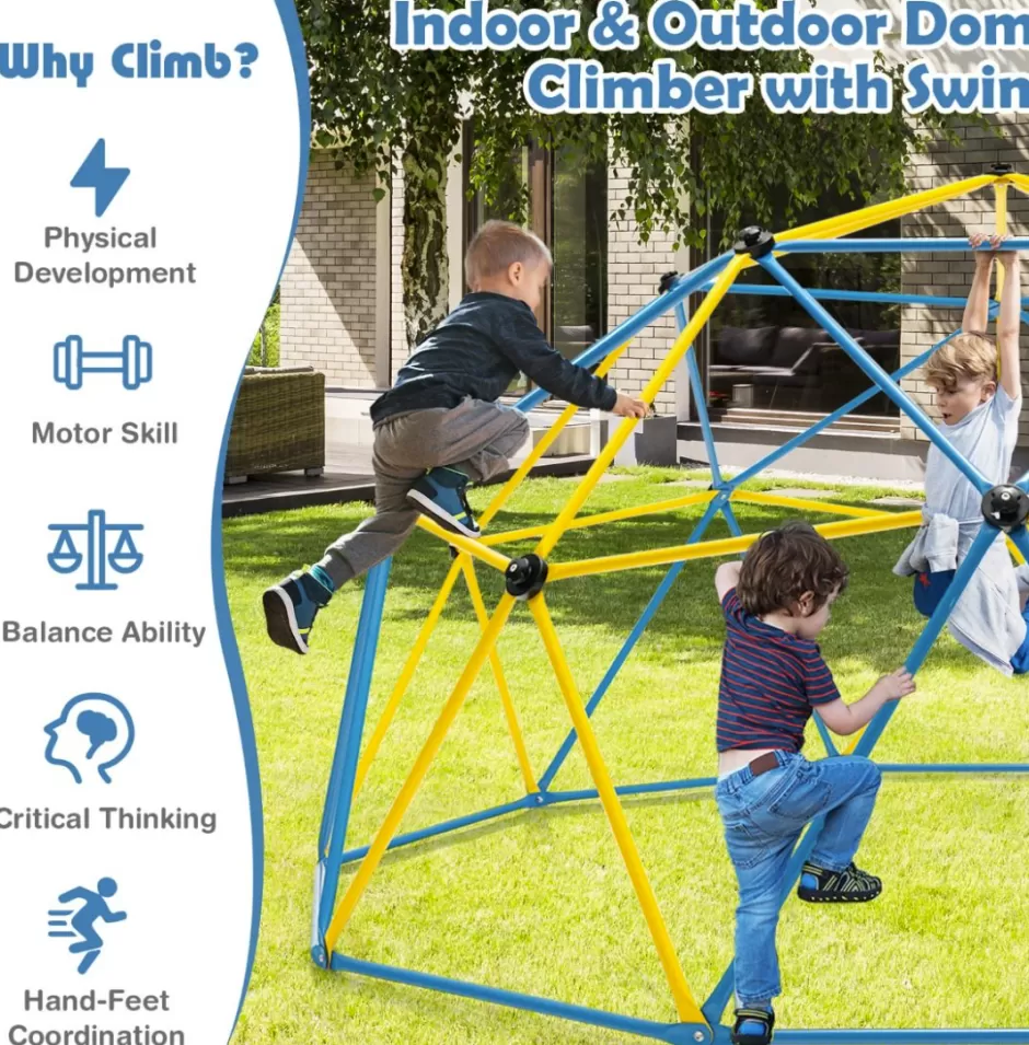Cheap Baby Direct 10FT Kids Outdoor Climbing Dome with Swing - Jungle Gym Climber