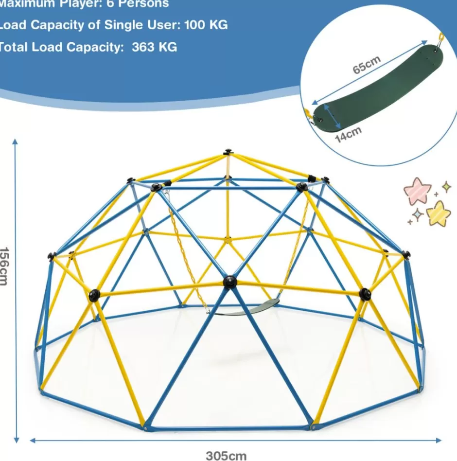 Cheap Baby Direct 10FT Kids Outdoor Climbing Dome with Swing - Jungle Gym Climber