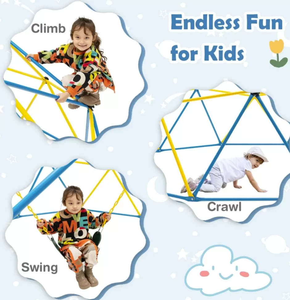 Cheap Baby Direct 10FT Kids Outdoor Climbing Dome with Swing - Jungle Gym Climber