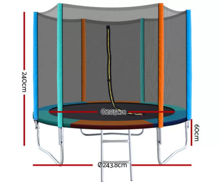 New Baby Direct 8FT Round Trampolines Multi-coloured