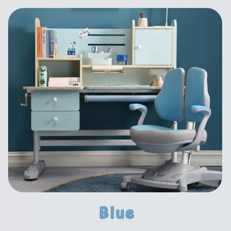 Fashion Baby Direct Height Adjustable Children Kids Ergonomic Study Desk Chair Set 120cm Blue  AU
