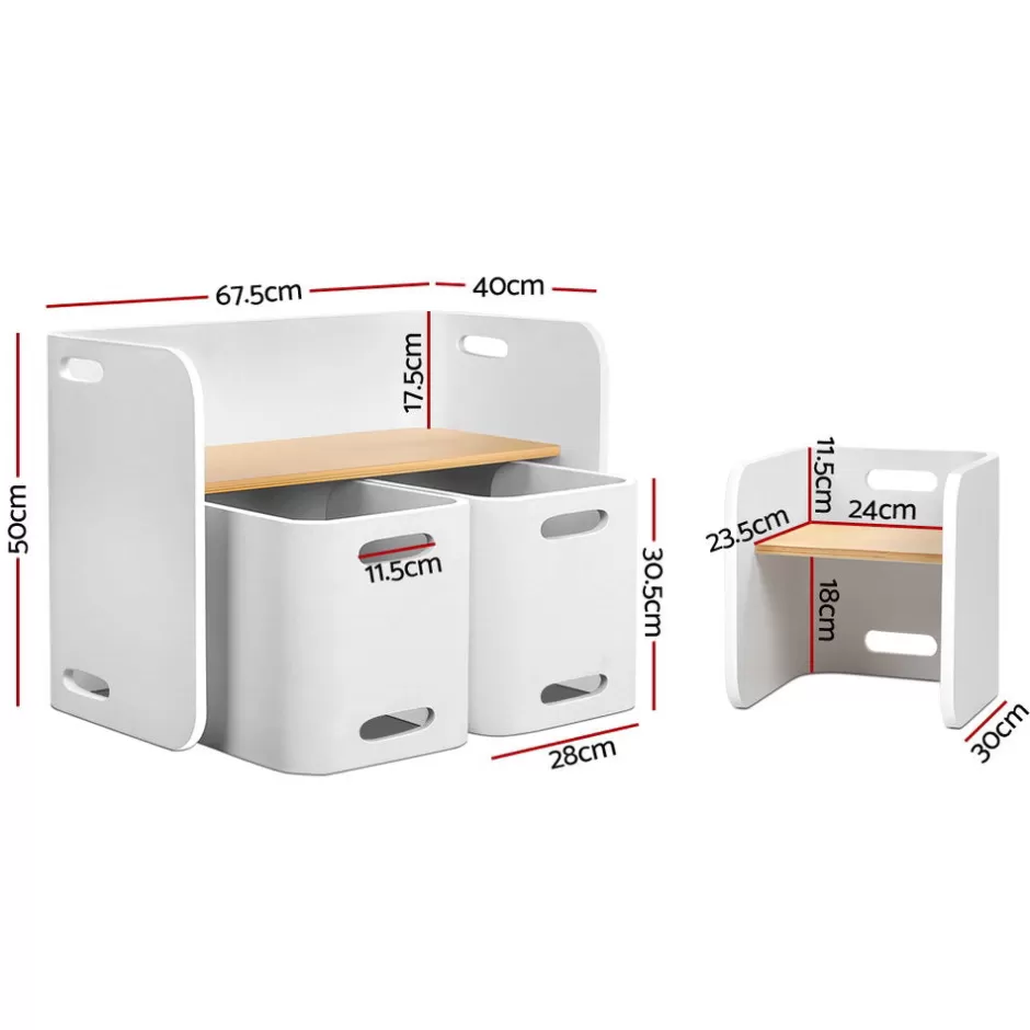 Discount Baby Direct Keezi 3 PC Nordic Kids Table Chair Set White Desk Activity Compact Children