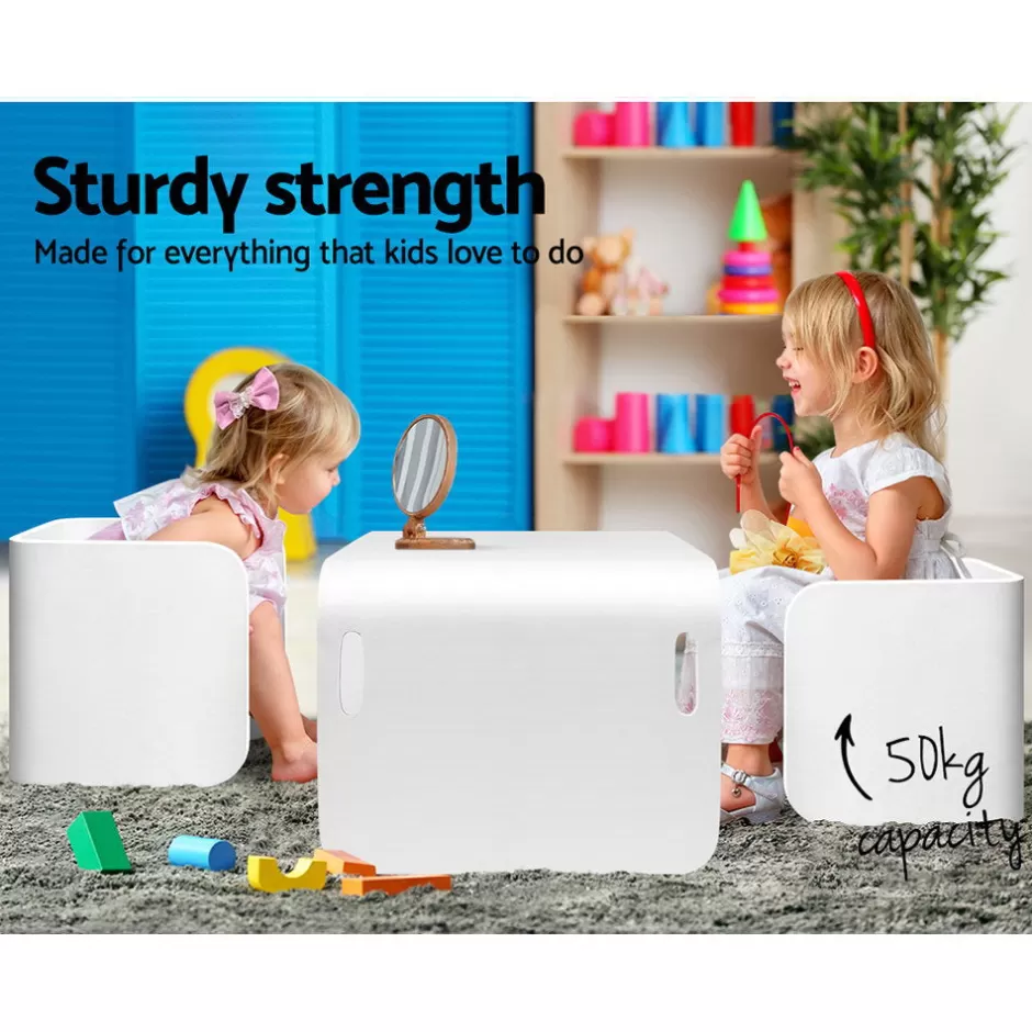 Discount Baby Direct Keezi 3 PC Nordic Kids Table Chair Set White Desk Activity Compact Children