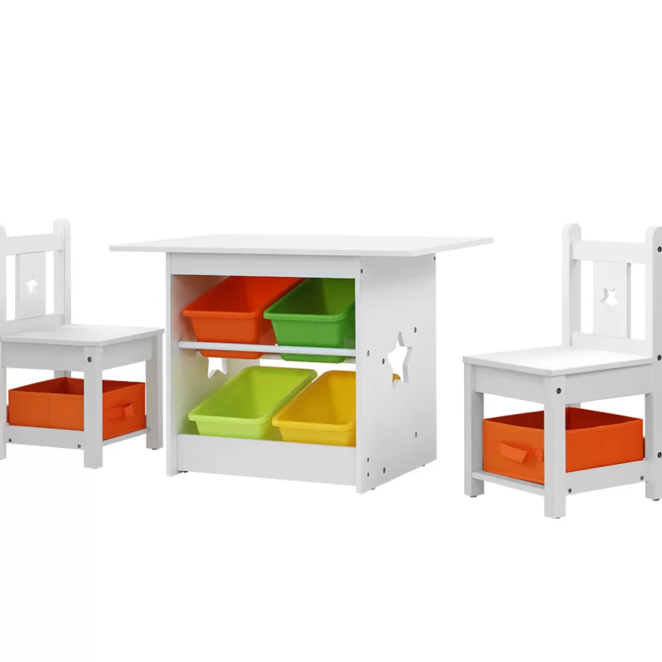 Cheap Baby Direct Keezi 3 PCS Kids Table and Chairs Set Children Furniture Play Toys Storage Box