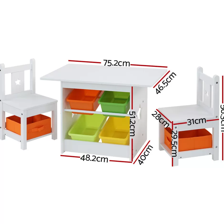 Cheap Baby Direct Keezi 3 PCS Kids Table and Chairs Set Children Furniture Play Toys Storage Box