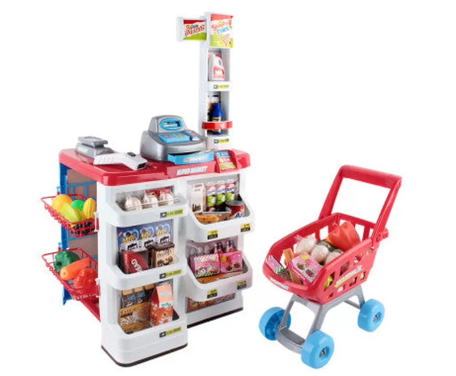 Cheap Baby Direct Keezi 24 Piece Kids Super Market Toy Set - Red & White
