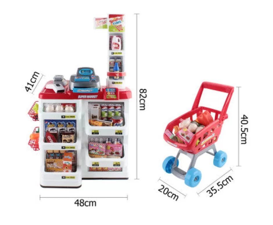 Cheap Baby Direct Keezi 24 Piece Kids Super Market Toy Set - Red & White
