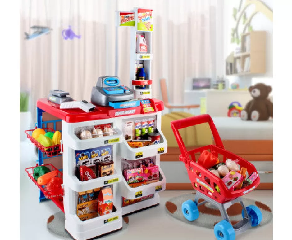 Cheap Baby Direct Keezi 24 Piece Kids Super Market Toy Set - Red & White