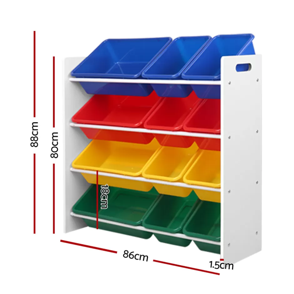 Online Baby Direct Keezi 12 Plastic Bins Kids Toy Organiser Box Bookshelf Storage Children Rack