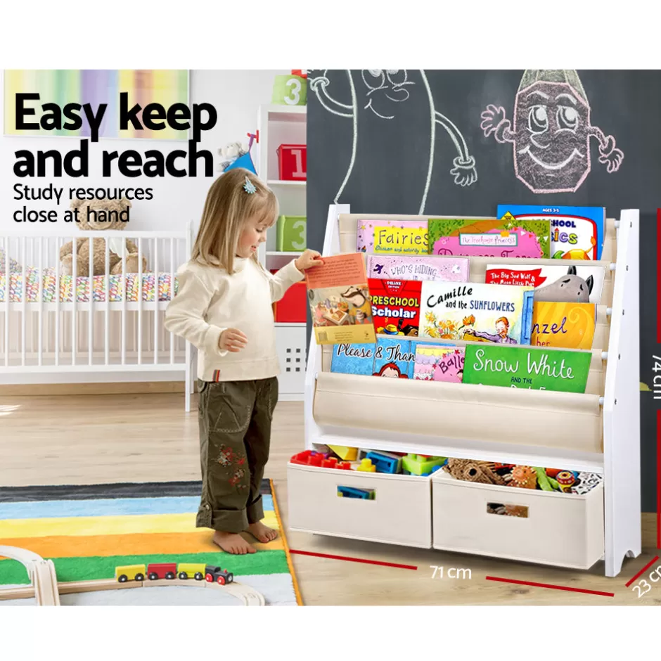 Best Sale Baby Direct Keezi 4 tier Kids Bookshelf Wooden Bookcase Children Toy Organiser Display Rack