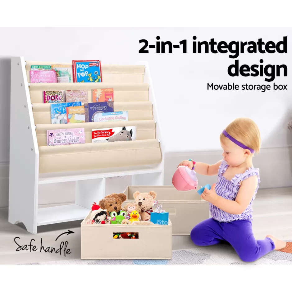 Best Sale Baby Direct Keezi 4 tier Kids Bookshelf Wooden Bookcase Children Toy Organiser Display Rack