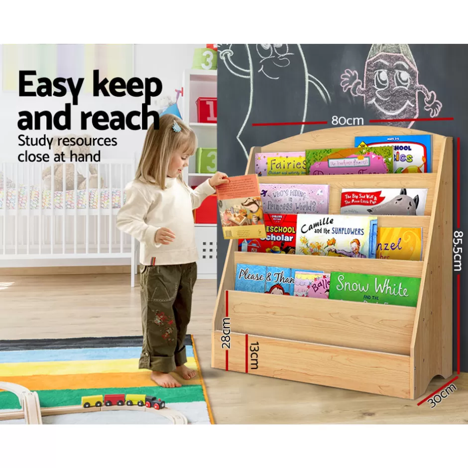 New Baby Direct Keezi 5 Tiers Kids Bookshelf Magazine Shelf Rack Organiser Bookcase Display