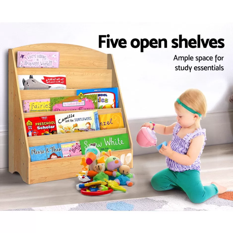 New Baby Direct Keezi 5 Tiers Kids Bookshelf Magazine Shelf Rack Organiser Bookcase Display