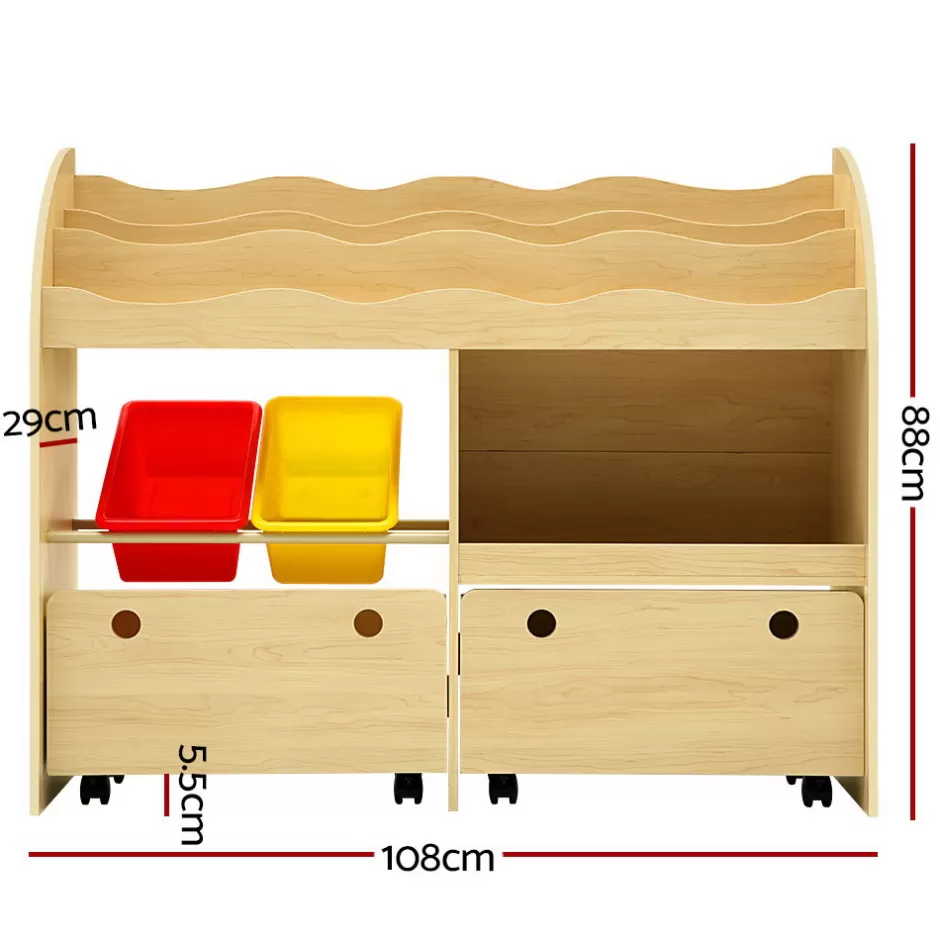 Fashion Baby Direct Keezi Kids Bookshelf Children Bookcase Toy Storage Box Organiser Display Rack