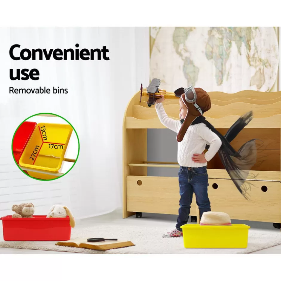 Fashion Baby Direct Keezi Kids Bookshelf Children Bookcase Toy Storage Box Organiser Display Rack