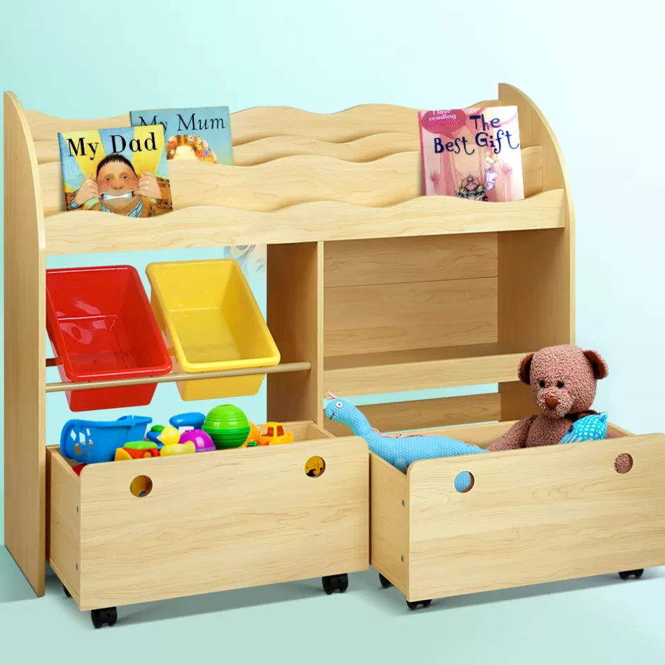 Fashion Baby Direct Keezi Kids Bookshelf Children Bookcase Toy Storage Box Organiser Display Rack