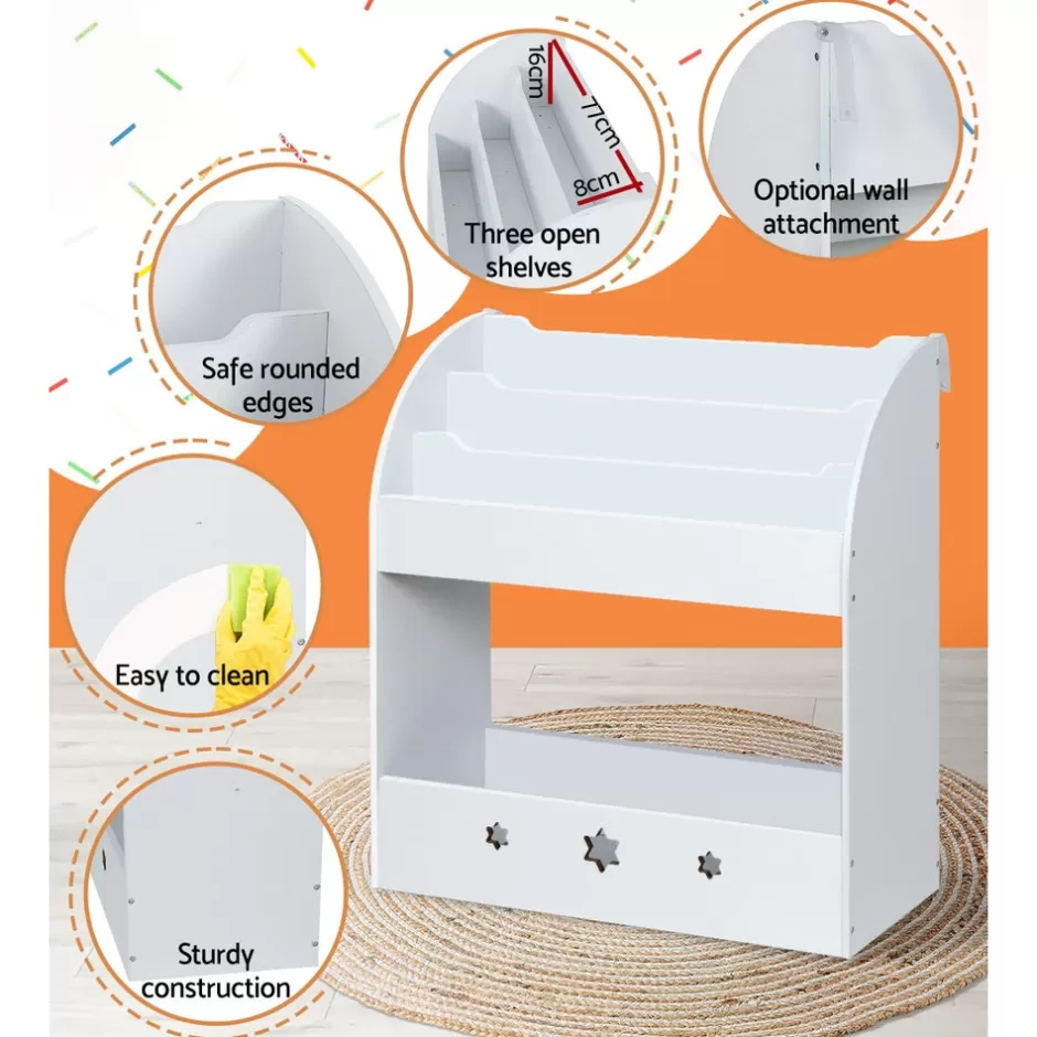Cheap Baby Direct Keezi Kids Bookshelf Children Toy Storage Magazine Rack Organiser Bookcase White