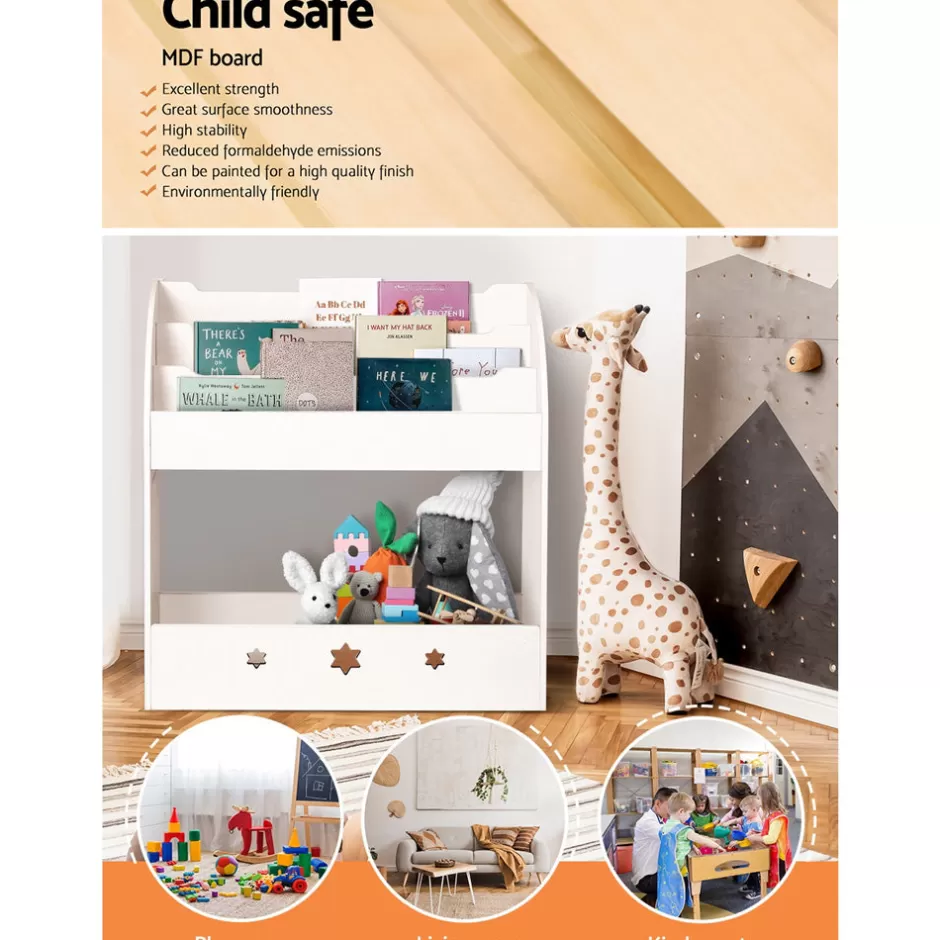 Cheap Baby Direct Keezi Kids Bookshelf Children Toy Storage Magazine Rack Organiser Bookcase White